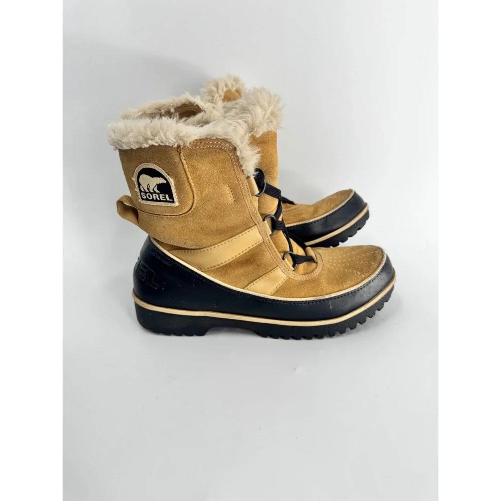 Sorel‎ Tivoli II Boots Women 7.5 Tan Suede Waterproof Faux Fur NL2089-373